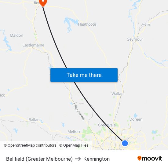 Bellfield (Greater Melbourne) to Kennington map