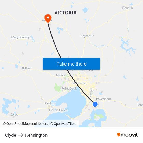 Clyde to Kennington map