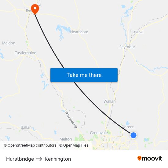 Hurstbridge to Kennington map