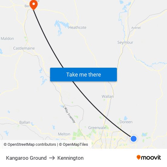 Kangaroo Ground to Kennington map