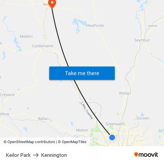 Keilor Park to Kennington map