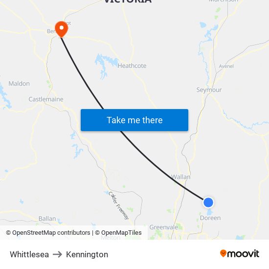 Whittlesea to Kennington map