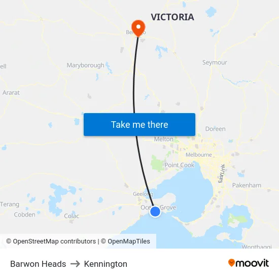 Barwon Heads to Kennington map