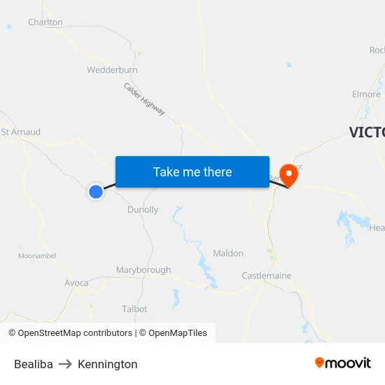 Bealiba to Kennington map