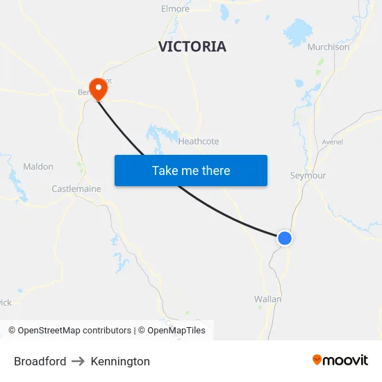 Broadford to Kennington map
