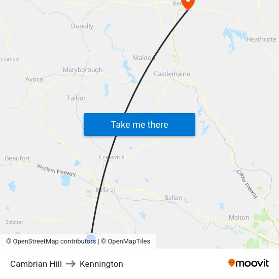 Cambrian Hill to Kennington map