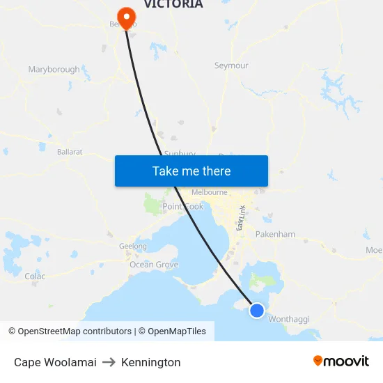 Cape Woolamai to Kennington map