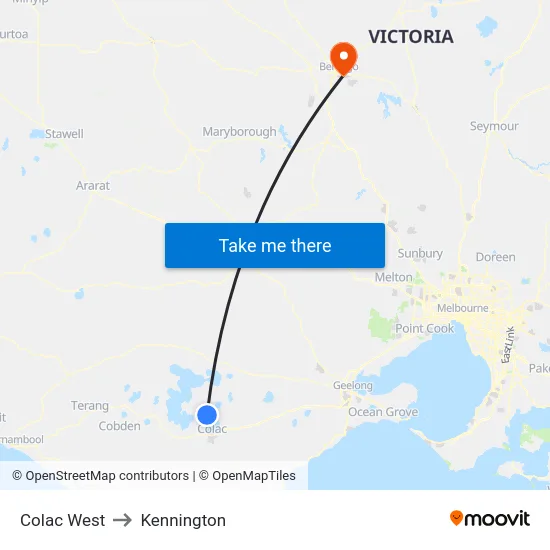 Colac West to Kennington map