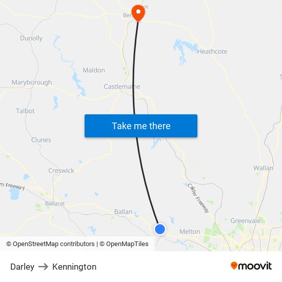 Darley to Kennington map