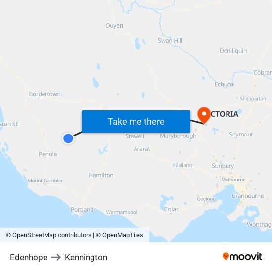 Edenhope to Kennington map