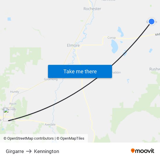 Girgarre to Kennington map