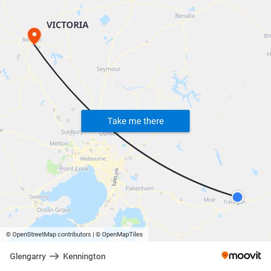 Glengarry to Kennington map