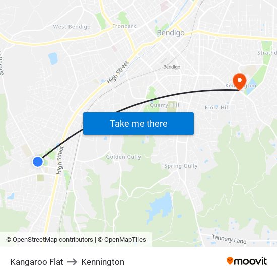 Kangaroo Flat to Kennington map