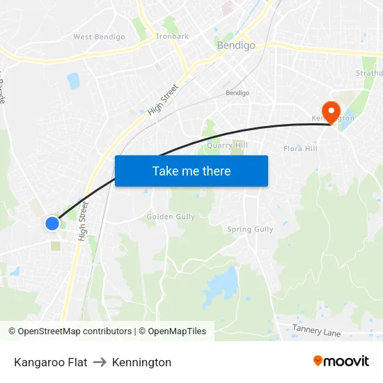 Kangaroo Flat to Kennington map