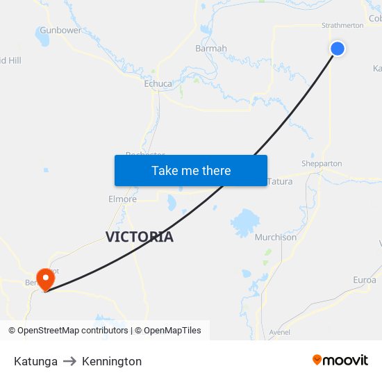 Katunga to Kennington map