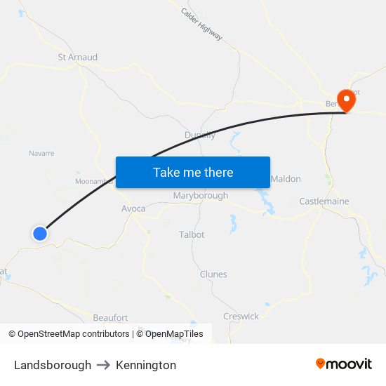 Landsborough to Kennington map