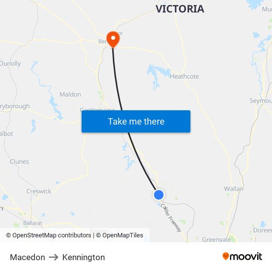 Macedon to Kennington map