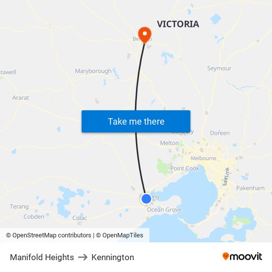 Manifold Heights to Kennington map