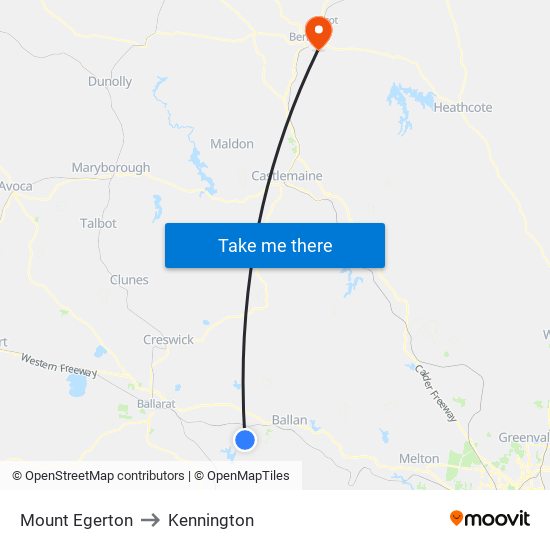 Mount Egerton to Kennington map