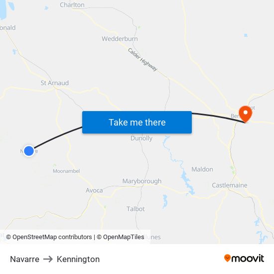 Navarre to Kennington map