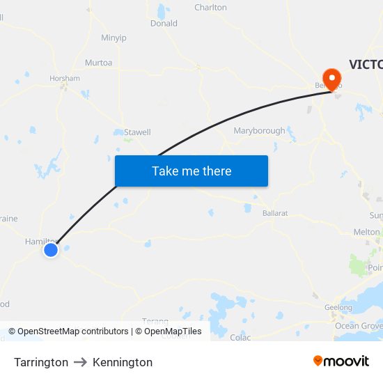 Tarrington to Kennington map