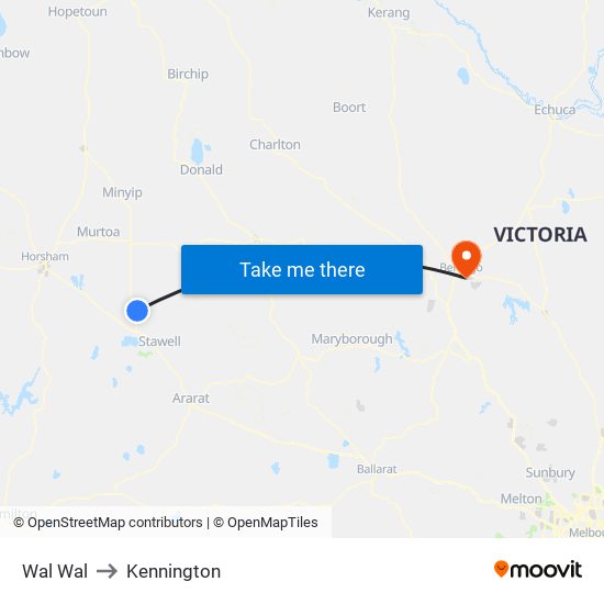 Wal Wal to Kennington map