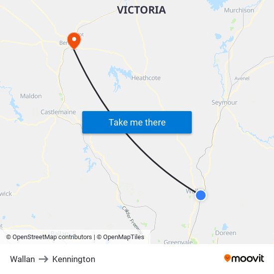 Wallan to Kennington map