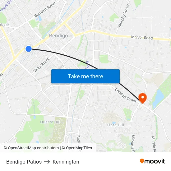 Bendigo Patios to Kennington map