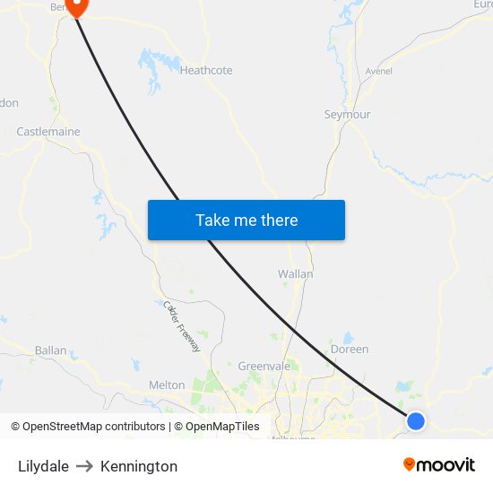 Lilydale to Kennington map