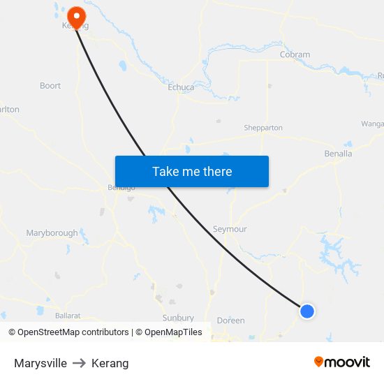 Marysville to Kerang map