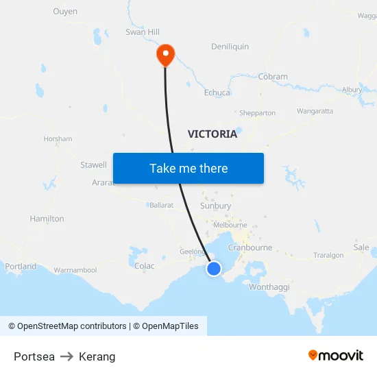 Portsea to Kerang map