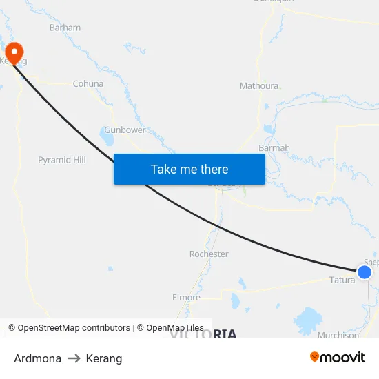 Ardmona to Kerang map