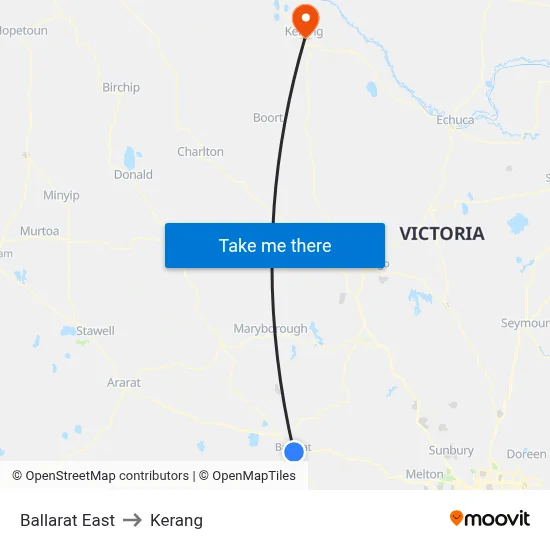 Ballarat East to Kerang map