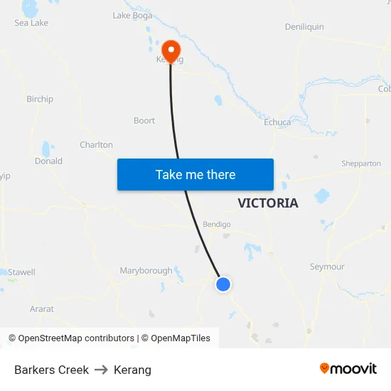 Barkers Creek to Kerang map