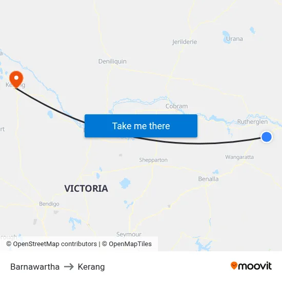 Barnawartha to Kerang map