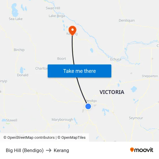 Big Hill (Bendigo) to Kerang map