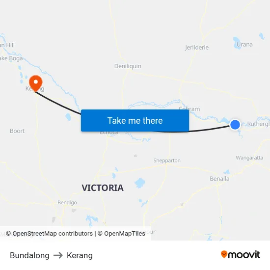 Bundalong to Kerang map