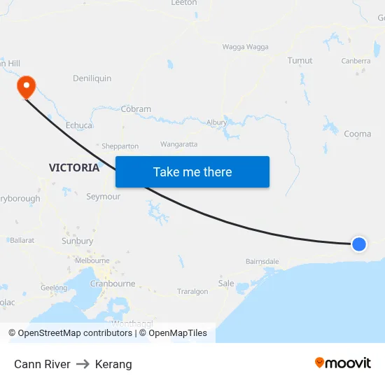 Cann River to Kerang map