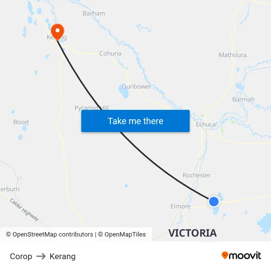 Corop to Kerang map
