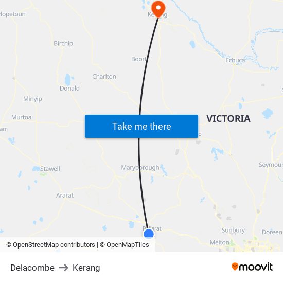 Delacombe to Kerang map