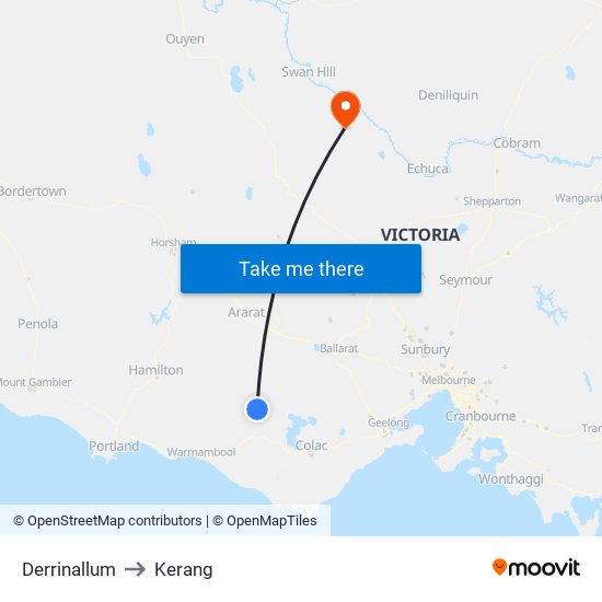 Derrinallum to Kerang map