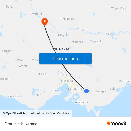 Drouin to Kerang map