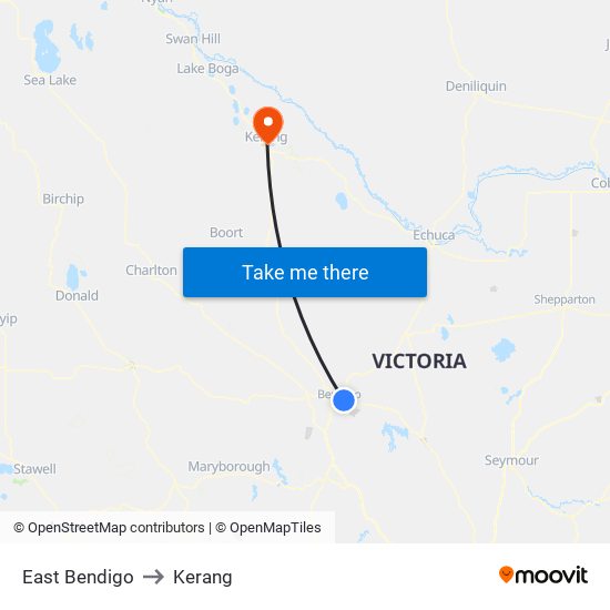 East Bendigo to Kerang map