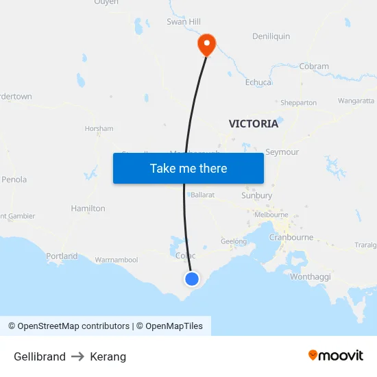 Gellibrand to Kerang map