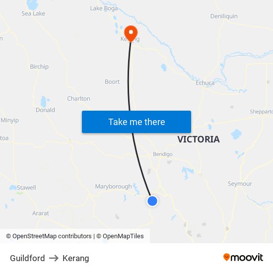 Guildford to Kerang map