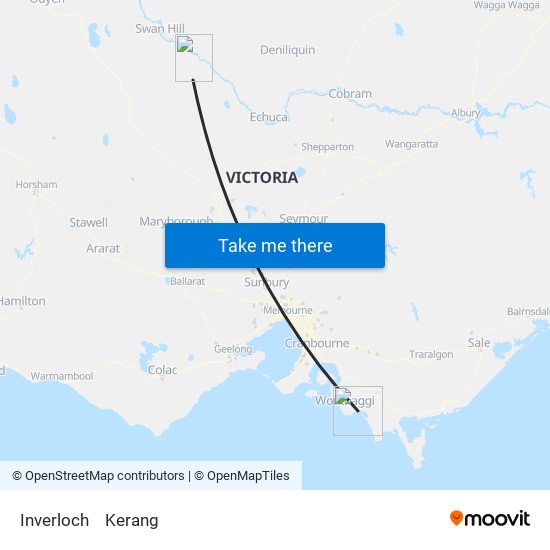 Inverloch to Kerang map