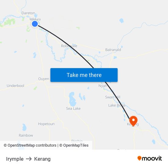 Irymple to Kerang map