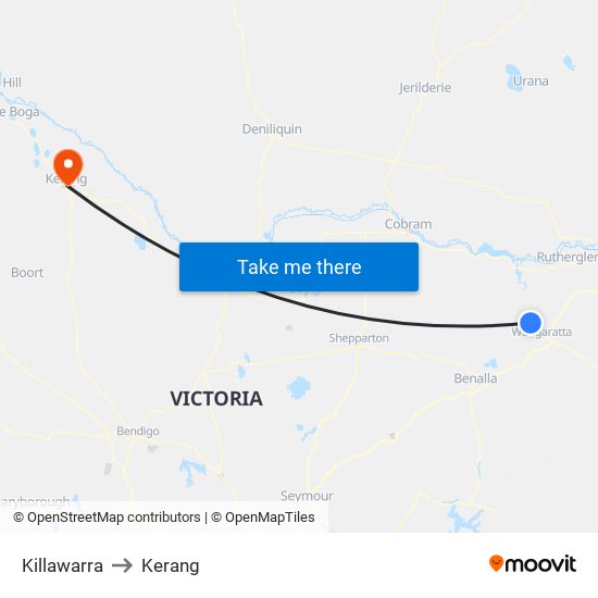 Killawarra to Kerang map