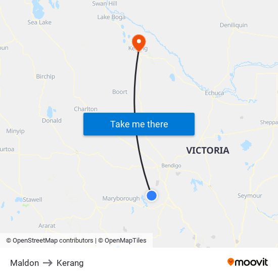 Maldon to Kerang map