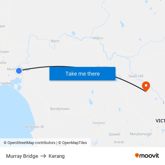 Murray Bridge to Kerang map